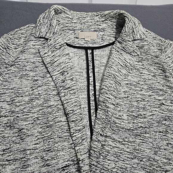 LOFT Women 10 Black Marbled One Button Notched Blazer Jacket - Picture 3 of 10